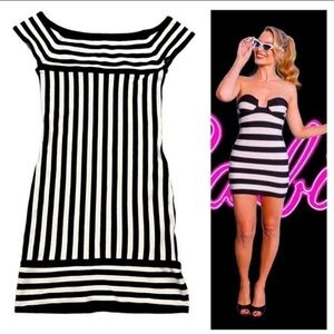 bebe Black and White Striped Mini Dress